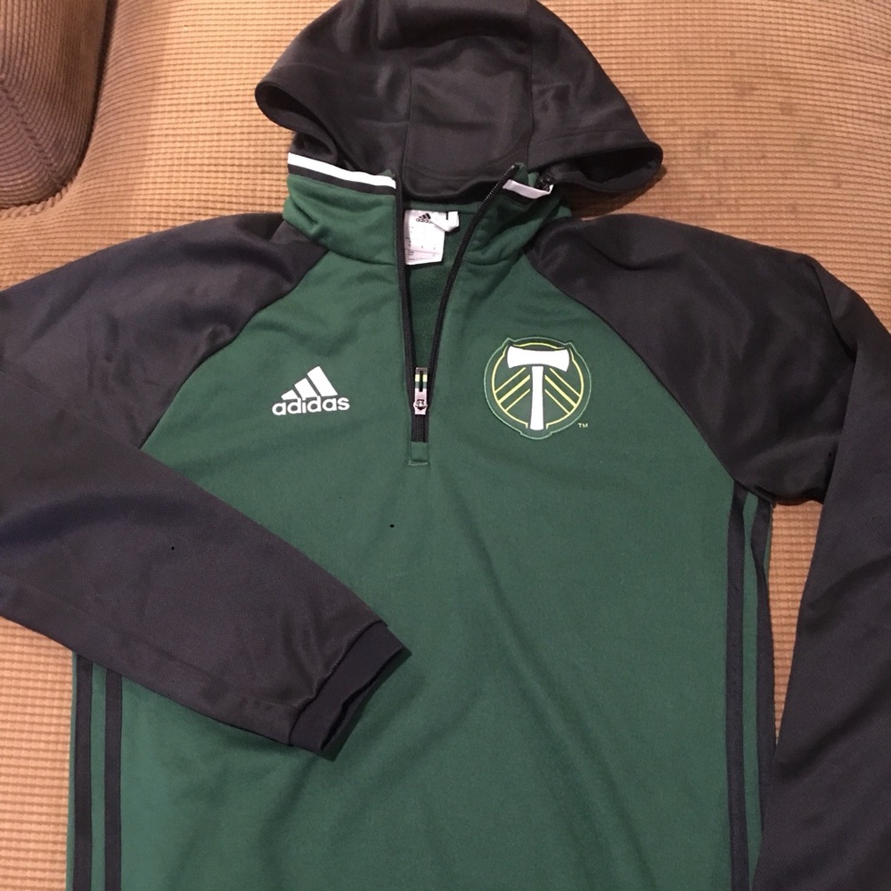 Portland Timbers 1/4 zip performance Hoodie by adidas size S - Picture 2 of 2